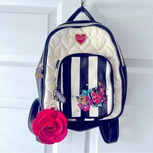 Vintage Betsey Johnson Floral Backpack Pink/black/white Y2K